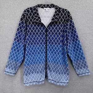 T by Talbots Women Plus 2X Blue Ombre Full Zip Jacket Pockets Travel Spring